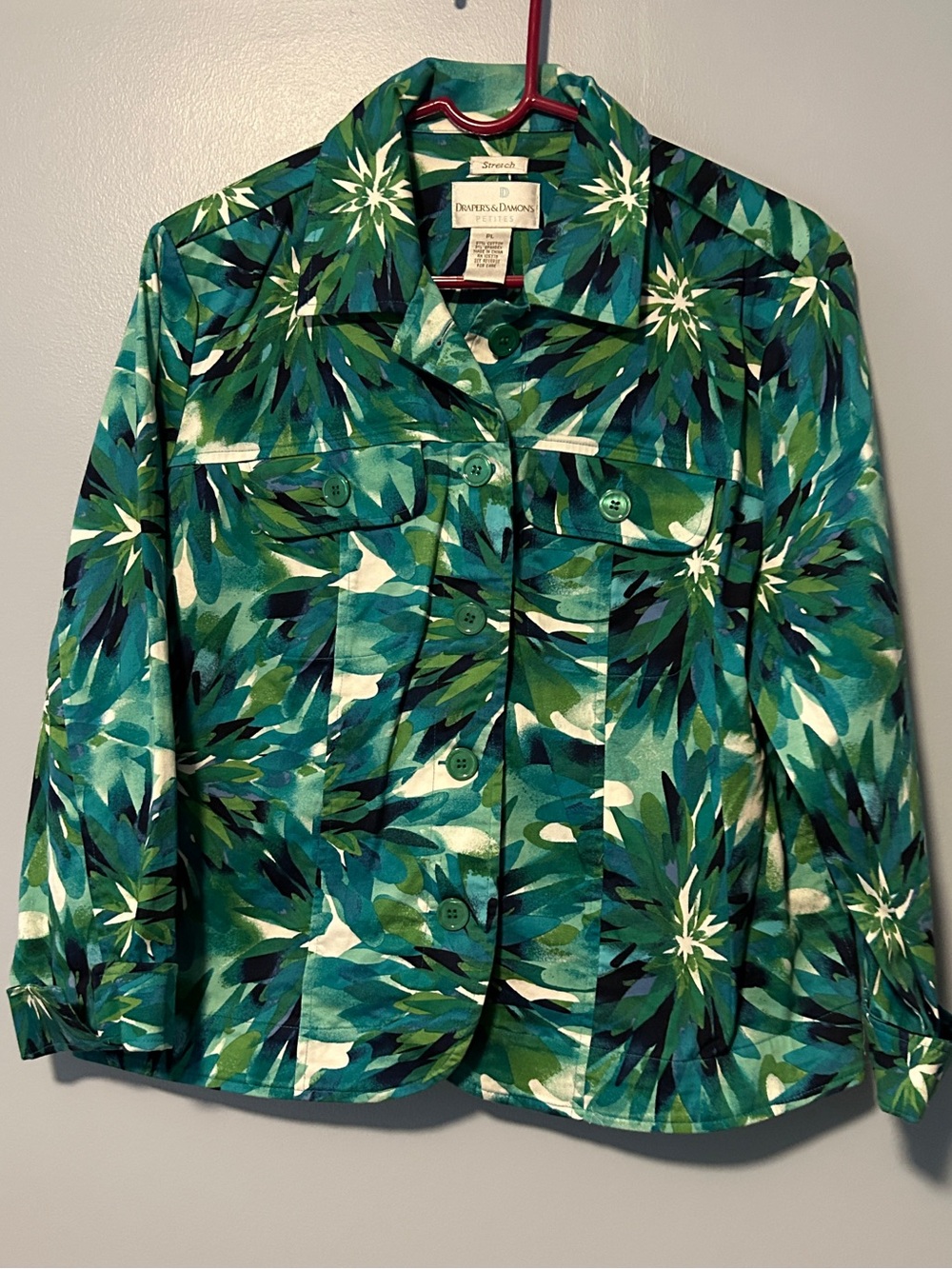 Draper & Damon Green Floral Print Women's Jacket Stretch LP